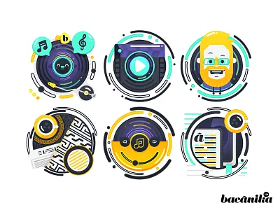 Icon set · Bacánika arte bacánika cultura historia icons noticias recomendados