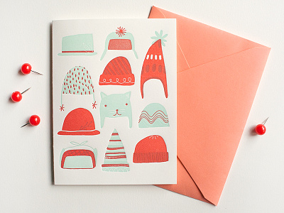 Winter Hats illustration letterpress print winter hats