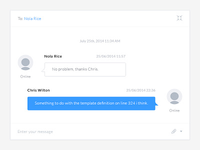 Chat Widget blue bubble chat conversation flat ui ux web widget