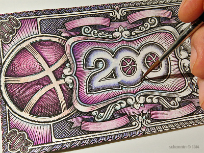 200 Dollowers - finishing currency design dribbble tribute work in progress