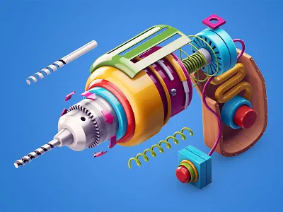 Drill 3d c4d drill illustration mechanism