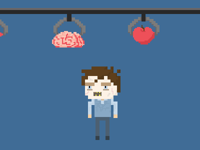 Zombie animated gif animation apple brains cupcake digital donut game gif illustration pixel art zombie