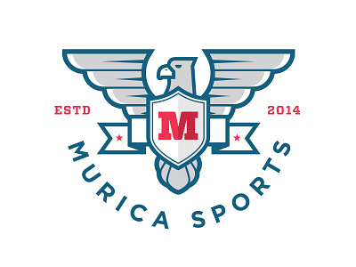 Murica Sports beak bird eagle illustration logo m murica sports ribbon shield sports tail wings