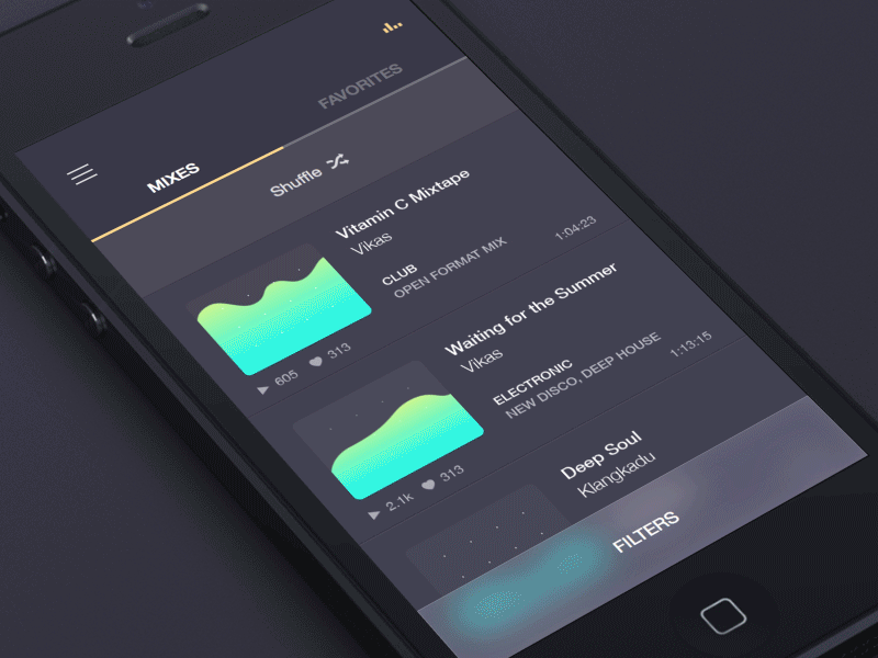 Rippl - Music app animation app energy filter graph ios iphone kickpush mobile music ui waveform