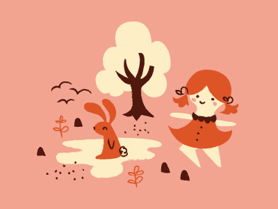 Just a quick little thing bun dancing! illustration pink violet