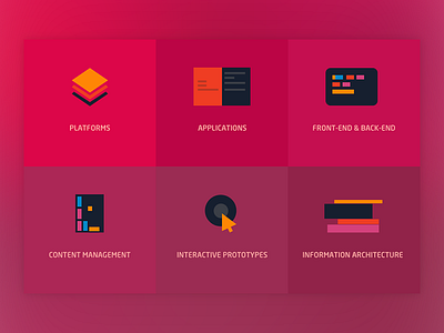 Development icons application back end content flat front end icons information architecture interactive platform svg