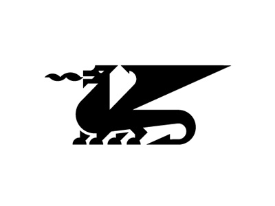 Dragon black dragon flame logo white wing