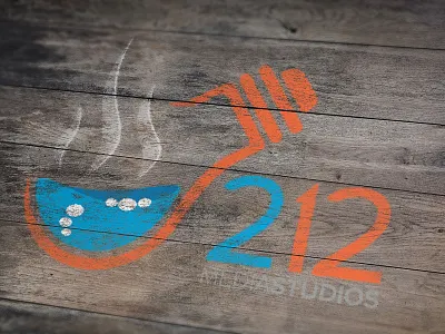 212 Media Studios Painted Wood blue boil light bulb orange paint steam wood