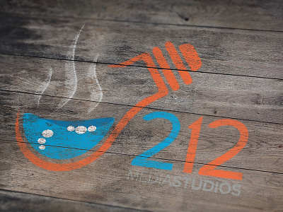 212 Media Studios Painted Wood blue boil light bulb orange paint steam wood