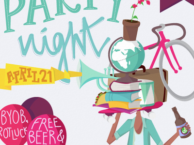 presentation party night beer flat globe illustration illustrator party