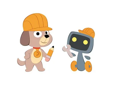Tim Prott & Robo Prott animal character cute dog mascot prott robot tool