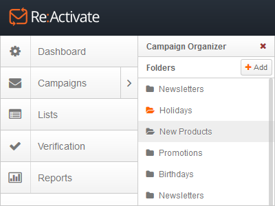 Reactivate Organizer clean email interface minimal reactivate user experience user interface ux validate verification