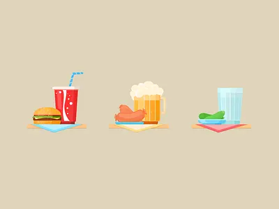 Food Icons american beer fast flat food german icons russian sandwich sausage vector vodka