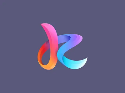 k (lowercase) mark flow gradient k letter logo lowercase mark motion strip