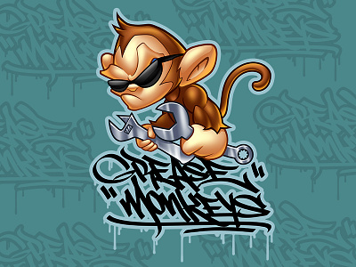 Grease Monkeys cartoon logo logo monkey urban wrench