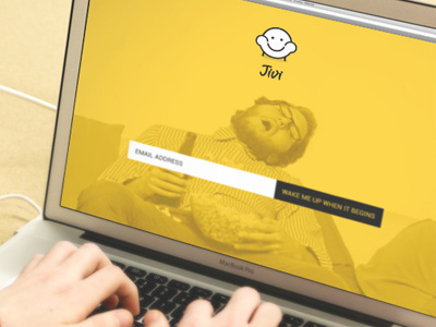 Jivi's landing page application binge watching branding couch potato iphone landing page mobile sofa startup tv website yellow