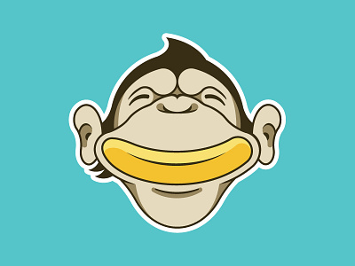 Cheeky animal banana brand cartoon character drawing face fun illustration illustrator monkey vector