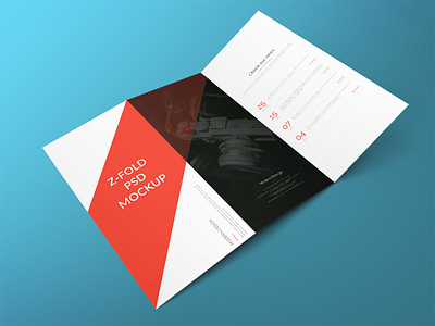 Freebie - Z Fold Brochure PSD Mockup brochure design free freebie mock up mockup presentation psd showcase showing tri fold z fold