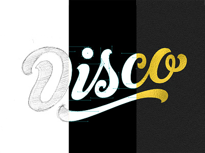 Disco - Design Phases bezier brush lettering brush script design process disco handlettering lettering process screen shot sketch type typography