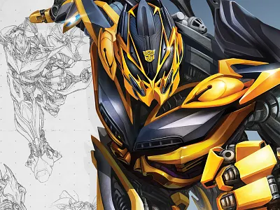 Bumblebee Development brand development bumblebee character illustration rebrand robot sketch transformers