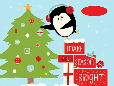 More seasonal penguins animal christmas christmas tree cute cute animal holiday illustration ornaments penguin presents snowflake tree