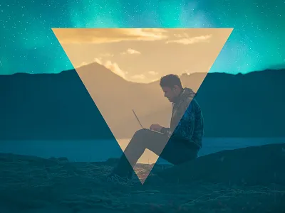 Working in Iceland design designing iceland laptop mountains northern lights triangle