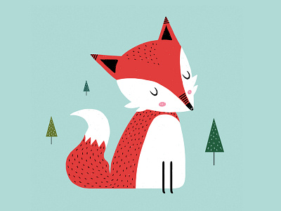 Mr. Fox animal art cute doodle fox illustration tree