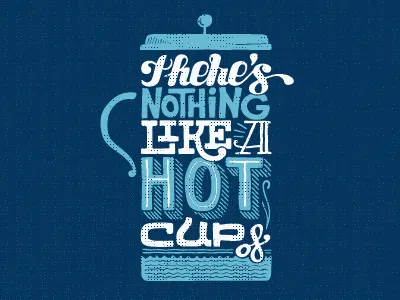 Hot Coffee coffee french press illustration typography