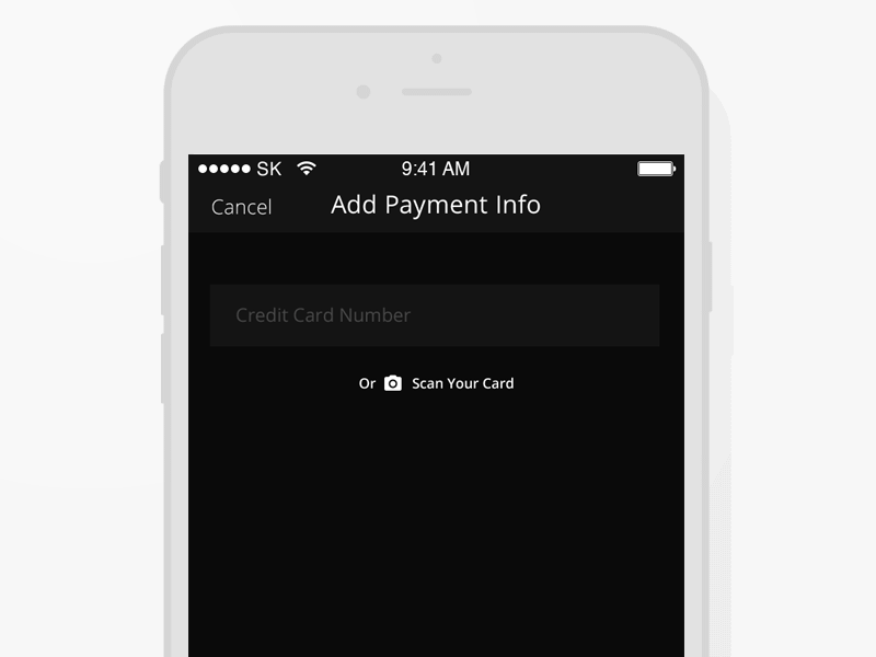 Credit card form concept black clean form ios iphone modern ui ux
