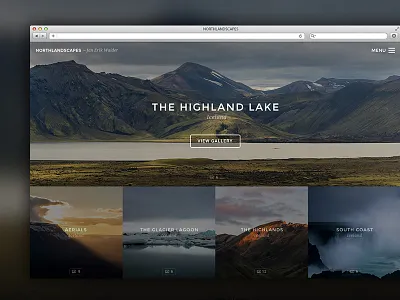 Photography Portfolio – Frontpage album gallery interface photos portfolio slider teaser thumbnails titles typography webdesign website