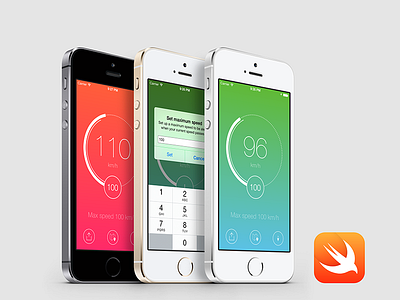 Speedometer iOS app template app circle circle layer gradient ios 7 ios 8 ios app speed speed tracking speedometer zappdesigntemplates