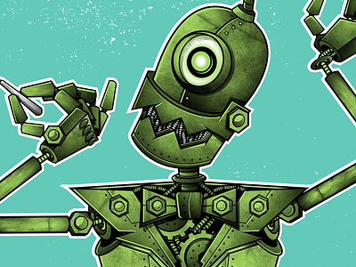 Robutt gig poster illustration merch poster robot texture