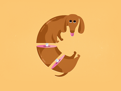 C - 36 Days of Type 36days c 36daysoftype bones dachshund dog flat hotdog illustration lettering type typography