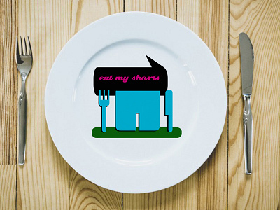 Eat my shorts breakfast illustration plate print