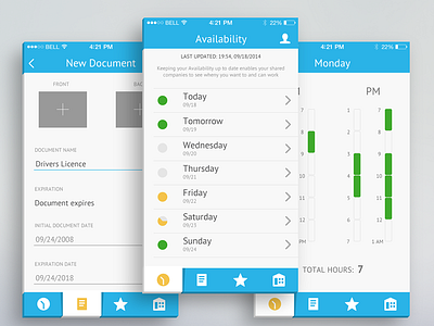 Careified iPhone App app design flat healthcare icon set ios ios 8 iphone tab bar time tracker ui ux