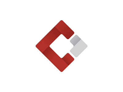 Logomark arrow c cornerstone letter logo mark red shadow square