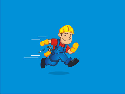 Good n Fast Handyman blue character fast handyman illustrator logo mascot run sticker