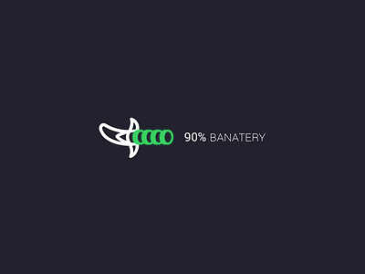 Banatery banana batery batería concept icon percent plátano