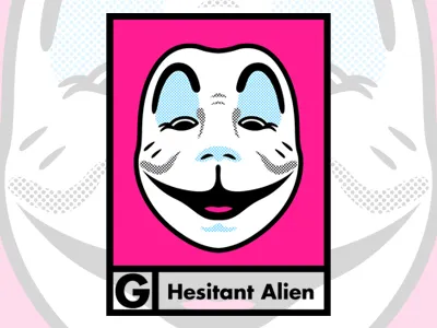 Hesitant Alien character halftone illustration