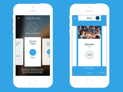 Vocab Card Flow 1 design flat interface ios learning mobile ui ux