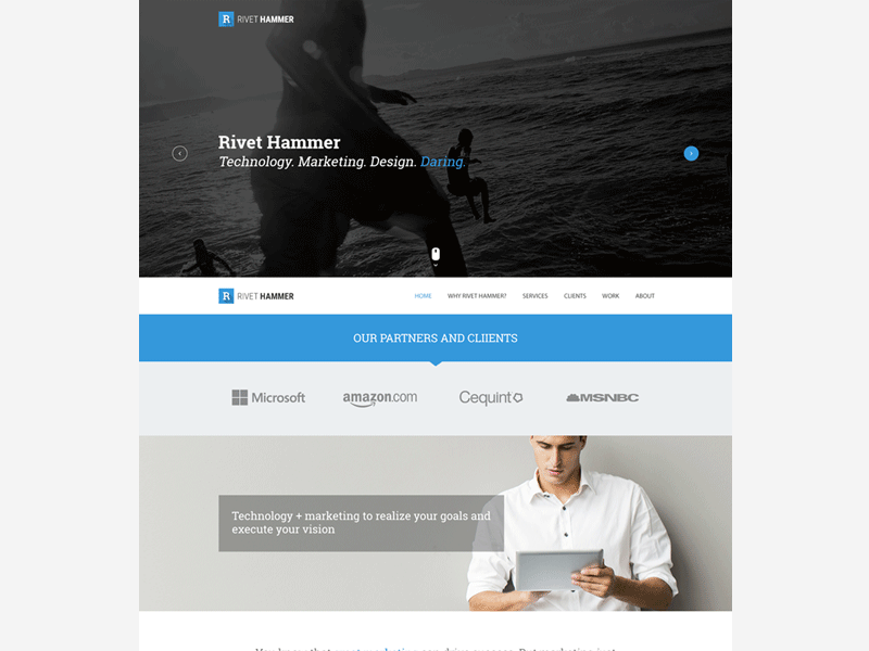 Homepage blue bootstrap clean design flat front end psd uiux