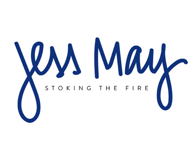 Jess May - Stoking The Fire cursive handdrawn handwriting logo navy sans serif script