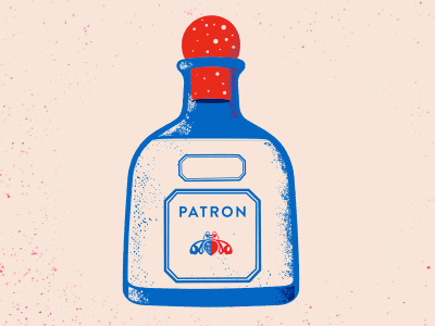 Patron bottle color drinks illustration poster retro screenprint tequila texture vector vintage