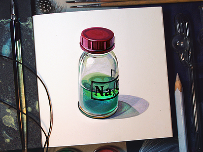 Vial gouache painting phial vial