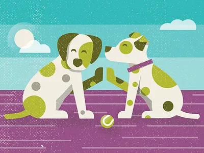 best friends dog high five illustration puppy