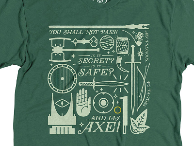 Middle Earth Basics 2 axe fantasy frodo gandalf hobbit lord of the rings lotr middle earth sword pipe ring shirt wizard