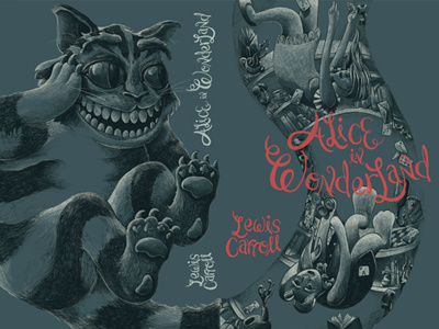 Alice in Wonderland Book Jacket alice in wonderland book book jacket hand lettering illustration typography