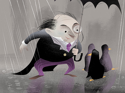 This way, fellas. gotham illustration penguin