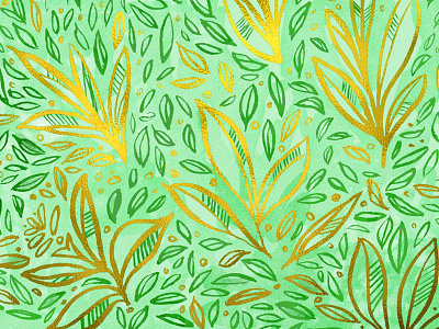 gold leaf leaves gold leaves pattern watercolor