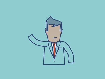 Suit and tie animation blue hair illustration man red suit tie